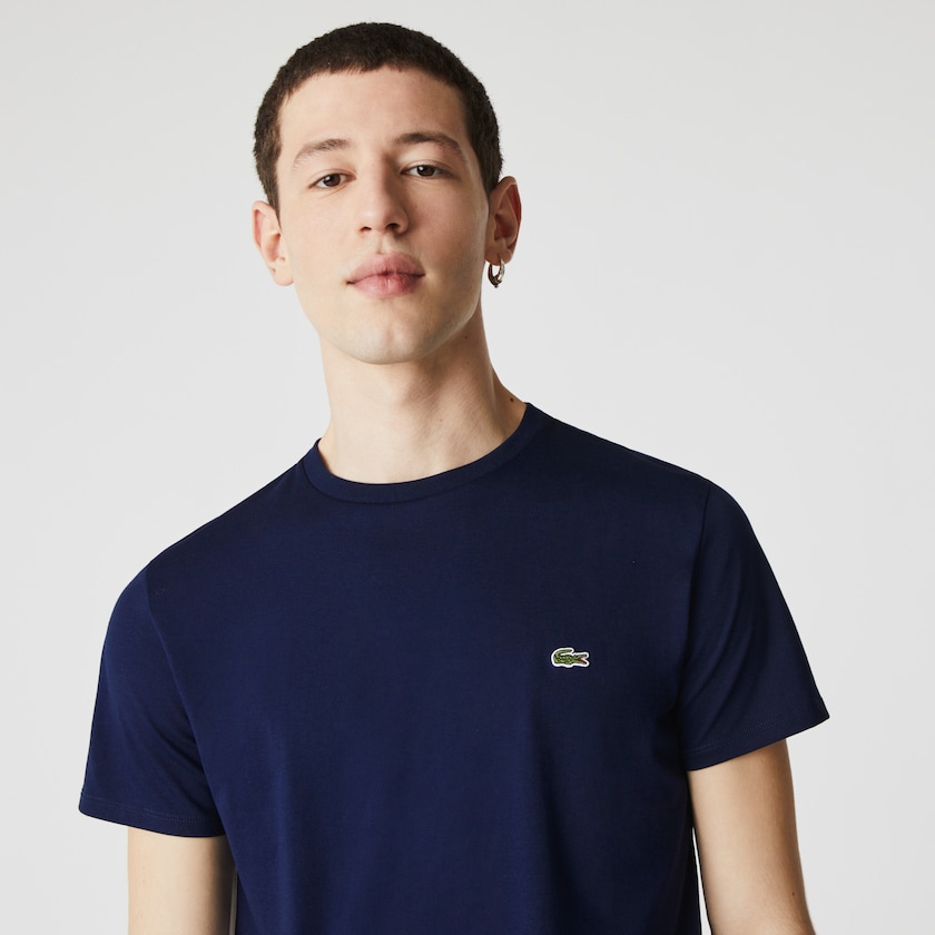 Men's Lacoste Navy Blue T Shirts Crew Neck Pima Cotton Jersey IW5-95579Y6