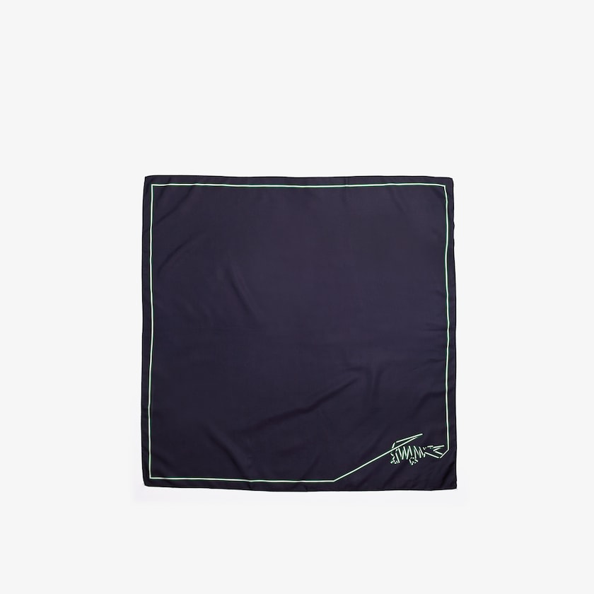 Women's Lacoste Navy Blue Scarves Crocodile Print Lightweight Cotton And Silk RW4-21532V5