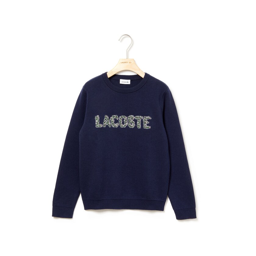 Kids' Lacoste Navy Blue Sweaters Embroidered Croco Magic Wool And Cotton ZR0-75927M7