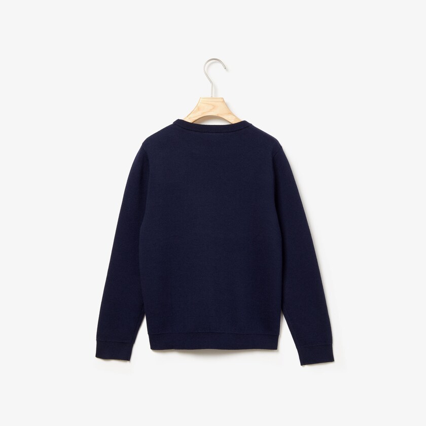 Kids' Lacoste Navy Blue Sweaters Embroidered Croco Magic Wool And Cotton ZR0-75927M7