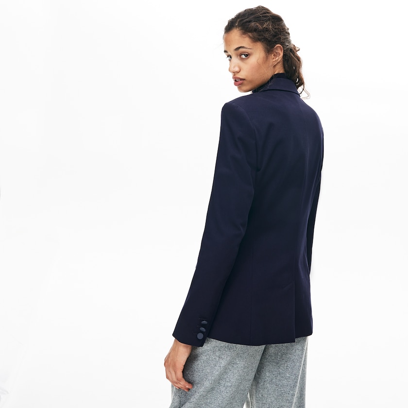 Women's Lacoste Navy Blue Blazers Fitted Stretch Cotton HT7-77117G9