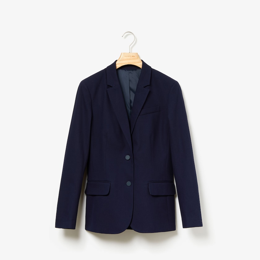 Women's Lacoste Navy Blue Blazers Fitted Stretch Cotton HT7-77117G9