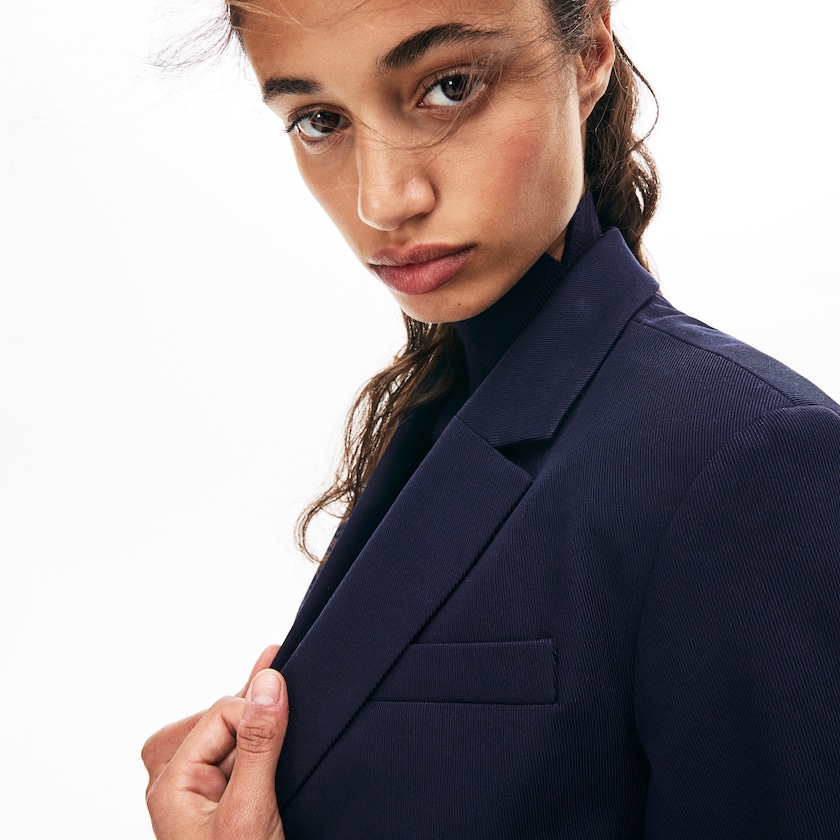 Women's Lacoste Navy Blue Blazers Fitted Stretch Cotton HT7-77117G9