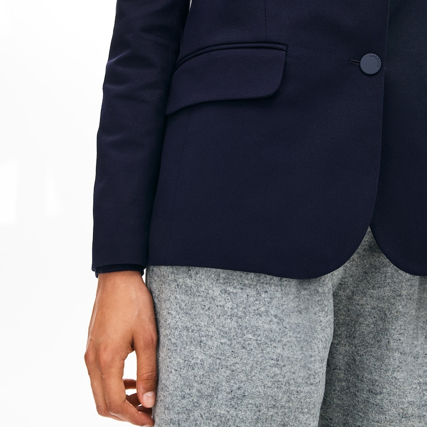 Women's Lacoste Navy Blue Blazers Fitted Stretch Cotton HT7-77117G9