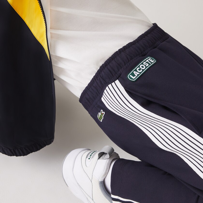 Men's Lacoste Navy Blue Pants Heritage Contrast Striped Jogging EH4-17671W0
