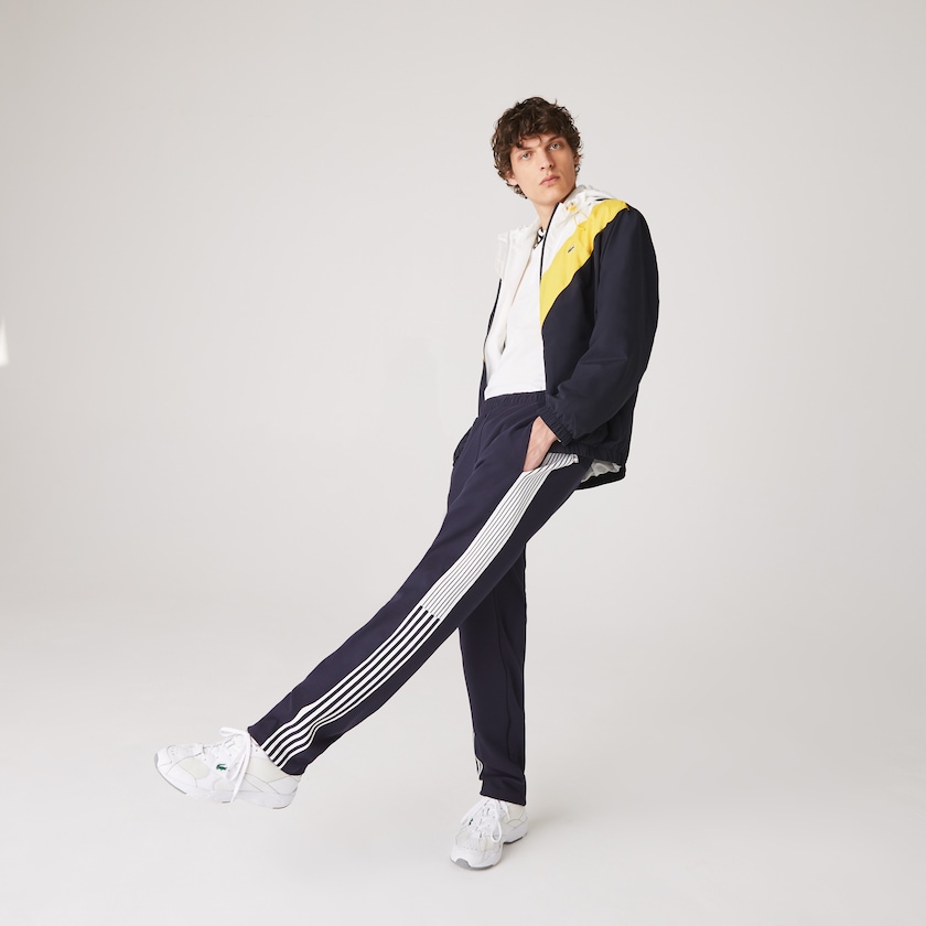 Men's Lacoste Navy Blue Pants Heritage Contrast Striped Jogging EH4-17671W0