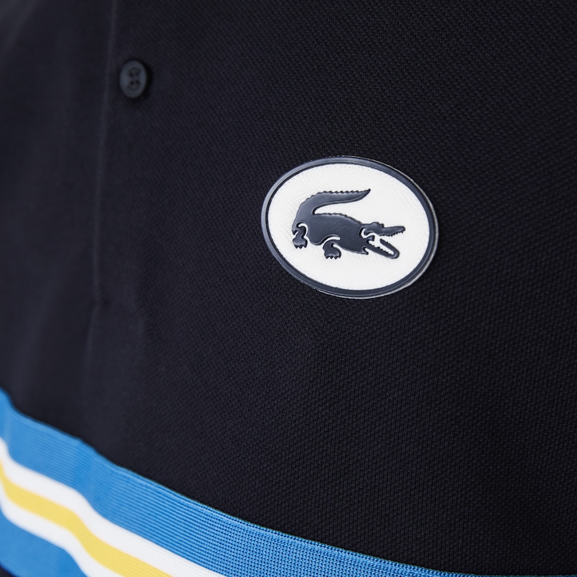 Men's Lacoste Navy Blue Shirts Heritage Regular Fit Badge Cotton Piqué Polo DQ4-23042K9