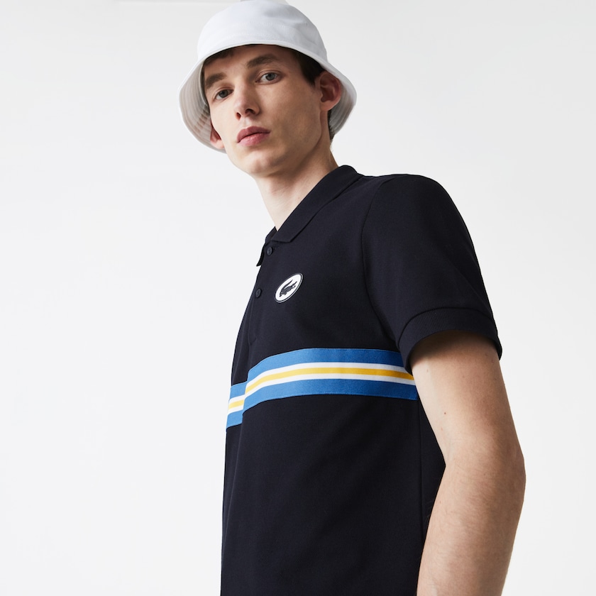 Men's Lacoste Navy Blue Shirts Heritage Regular Fit Badge Cotton Piqué Polo DQ4-23042K9