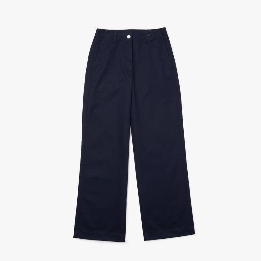 Women's Lacoste Navy Blue Pants High-Waisted Flared Cotton FH8-25762B8