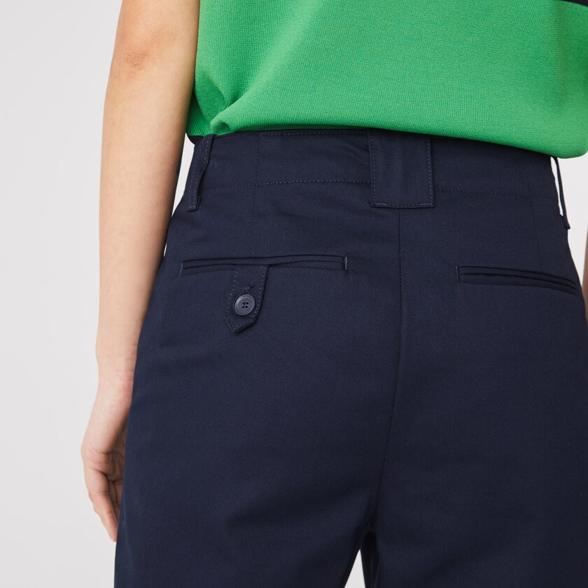 Women's Lacoste Navy Blue Pants High-Waisted Flared Cotton FH8-25762B8