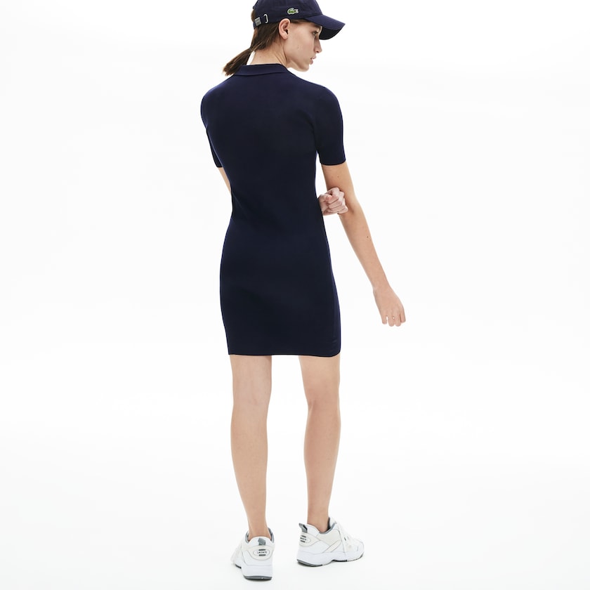 Women's Lacoste Navy Blue Dress Knit Polo KH2-66996E5