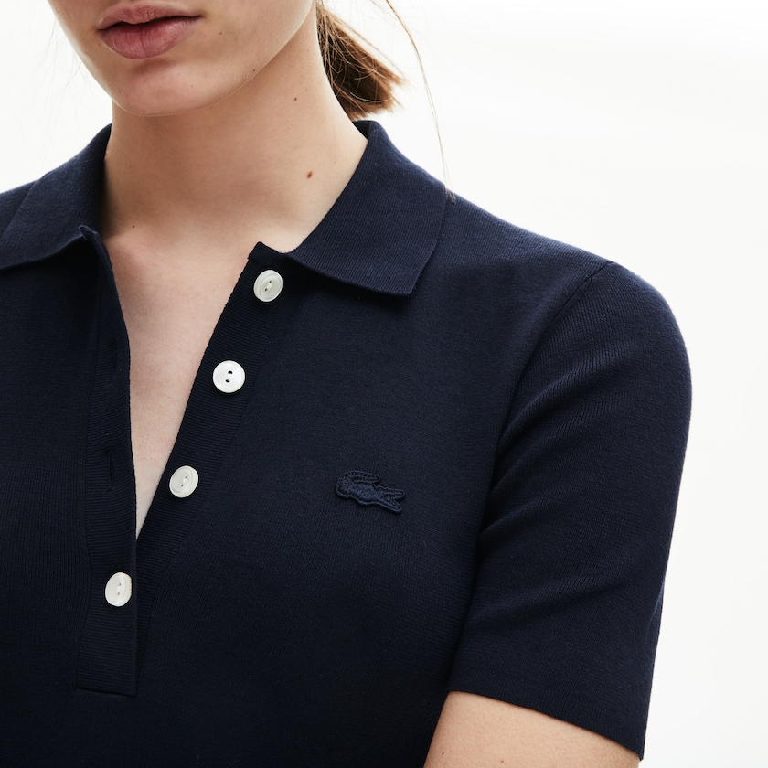 Women's Lacoste Navy Blue Dress Knit Polo KH2-66996E5