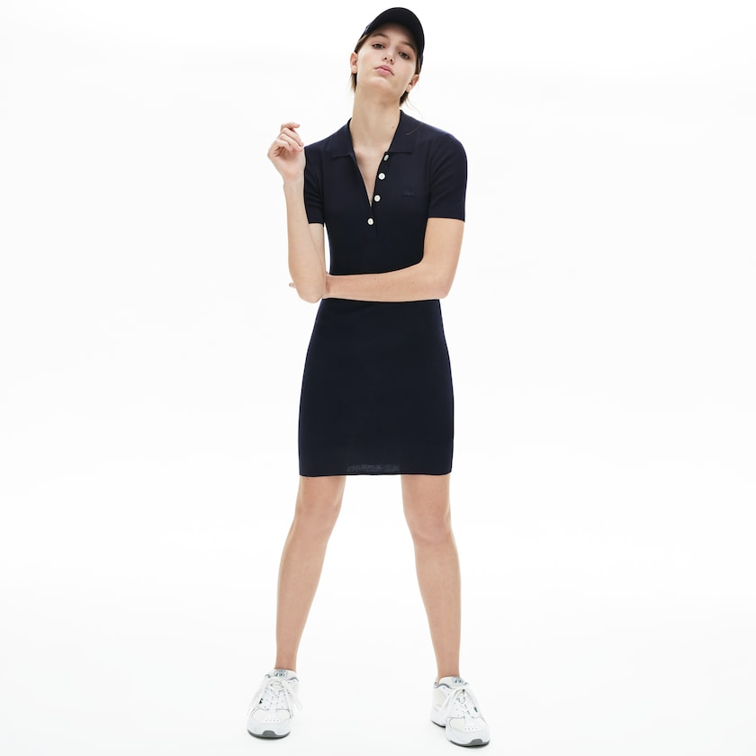 Women's Lacoste Navy Blue Dress Knit Polo KH2-66996E5