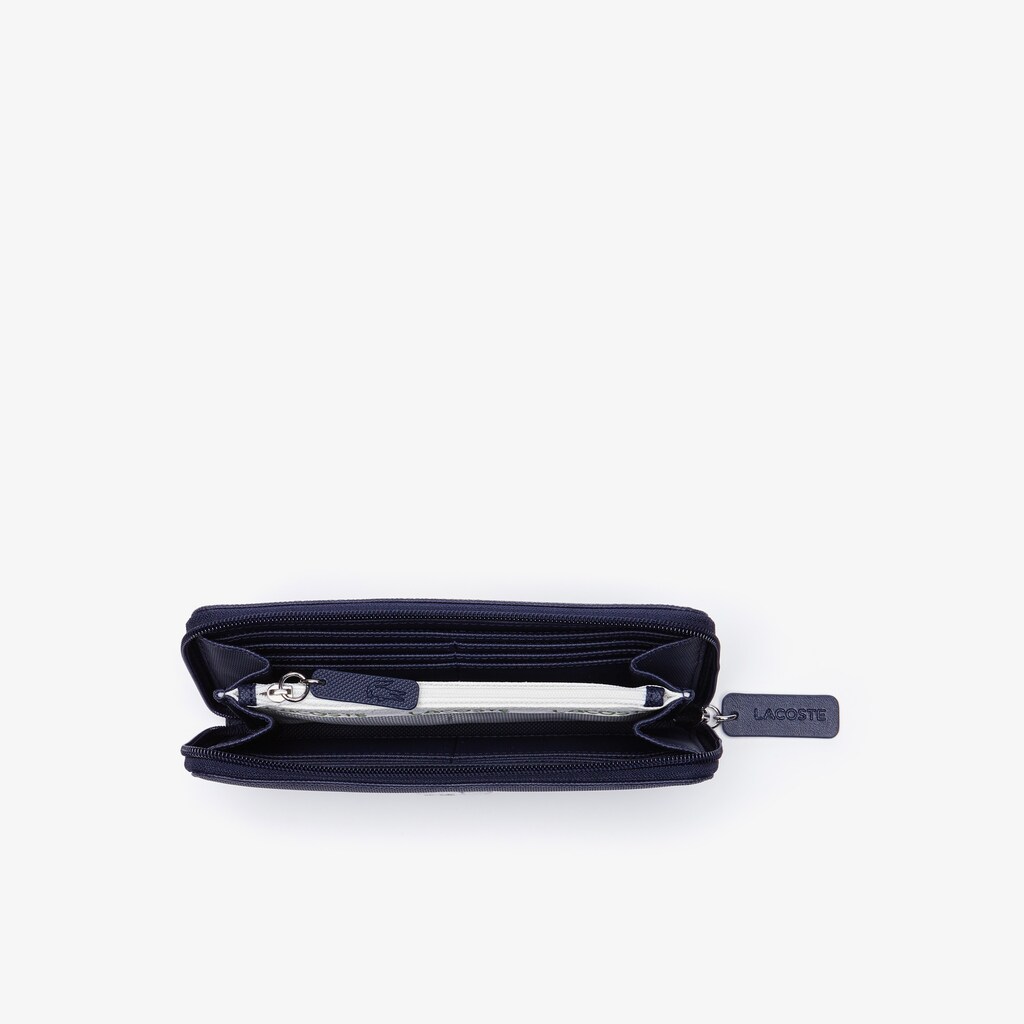 Women's Lacoste Navy Blue Wallets L.12.12 Concept Petit Piqué 12 Card Zip YC1-24742B8