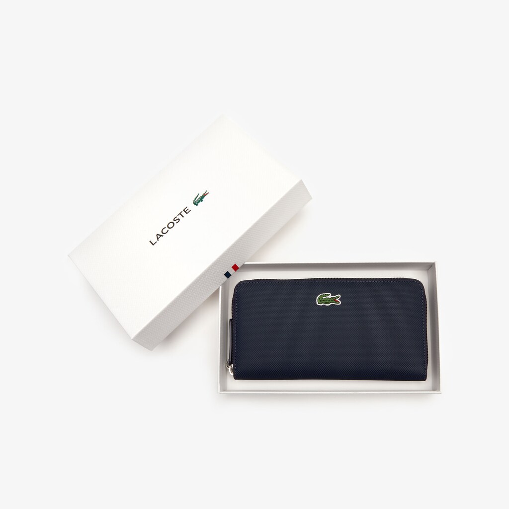 Women's Lacoste Navy Blue Wallets L.12.12 Concept Petit Piqué 12 Card Zip YC1-24742B8
