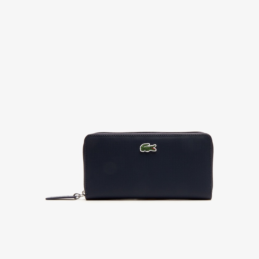 Women's Lacoste Navy Blue Wallets L.12.12 Concept Petit Piqué 12 Card Zip YC1-24742B8