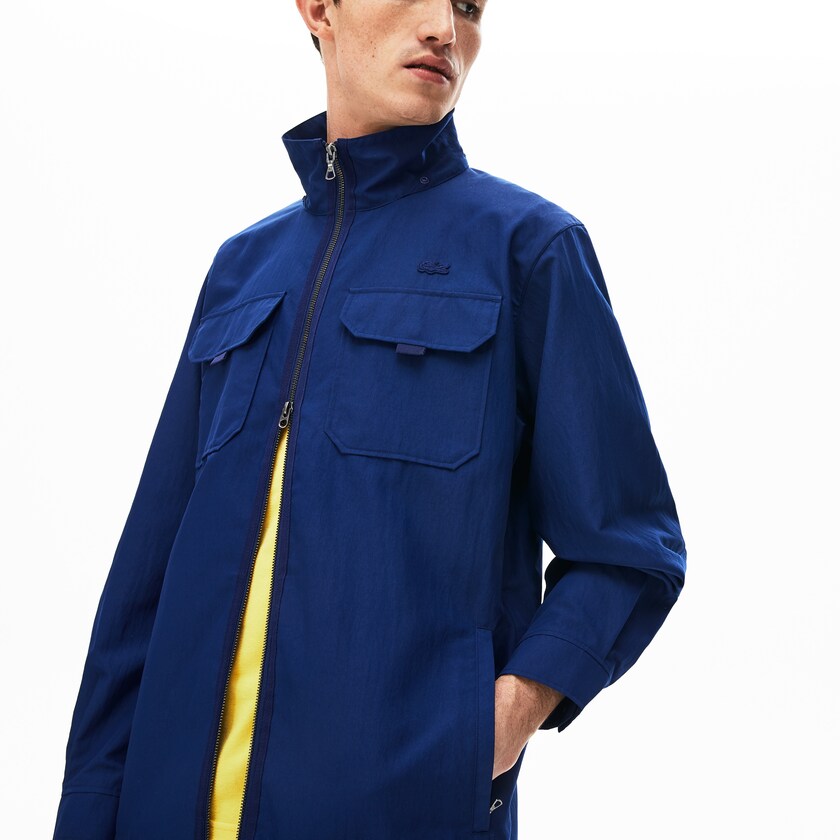 Men's Lacoste Navy Blue Jackets Lightweight Detachable-Hood YI2-99389S2