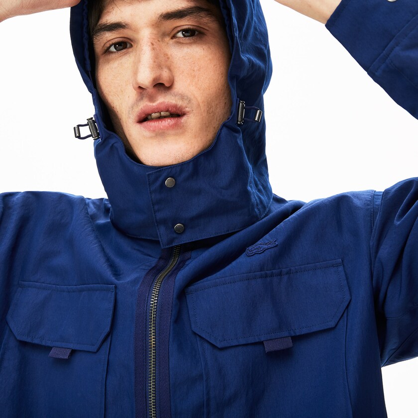 Men's Lacoste Navy Blue Jackets Lightweight Detachable-Hood YI2-99389S2