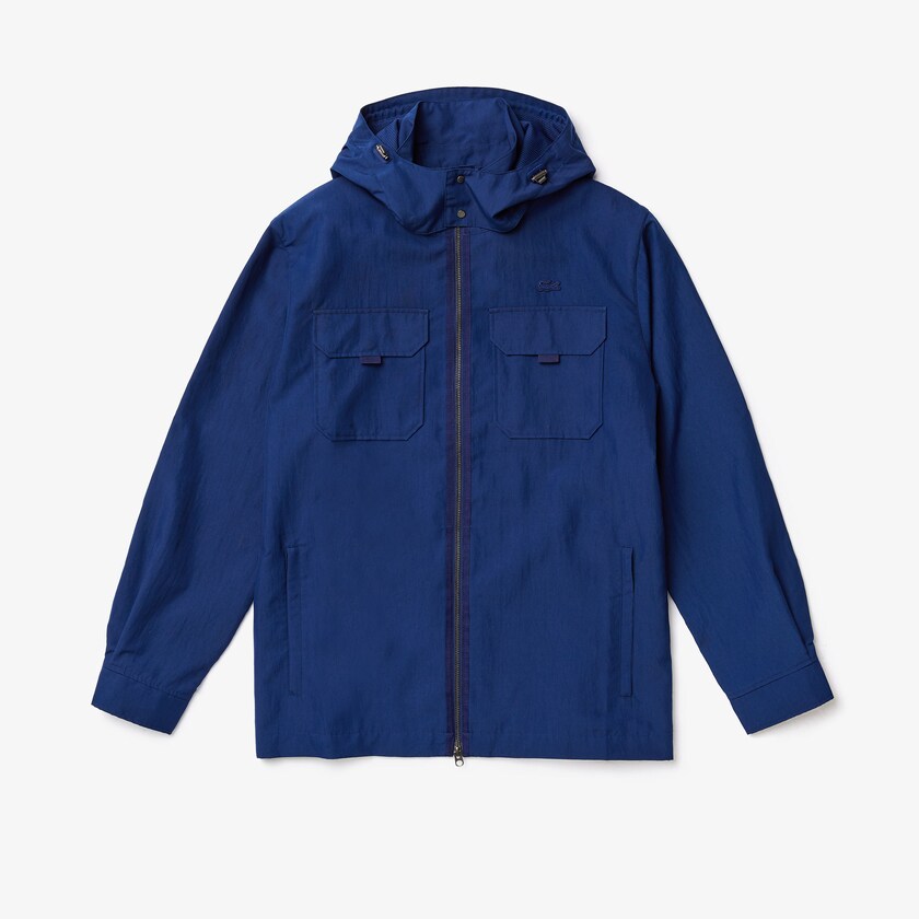Men's Lacoste Navy Blue Jackets Lightweight Detachable-Hood YI2-99389S2