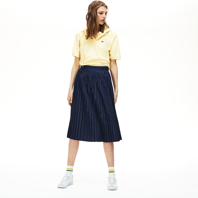 Women's Lacoste Navy Blue Skirts Mid-Length Pleated XT6-53235A4