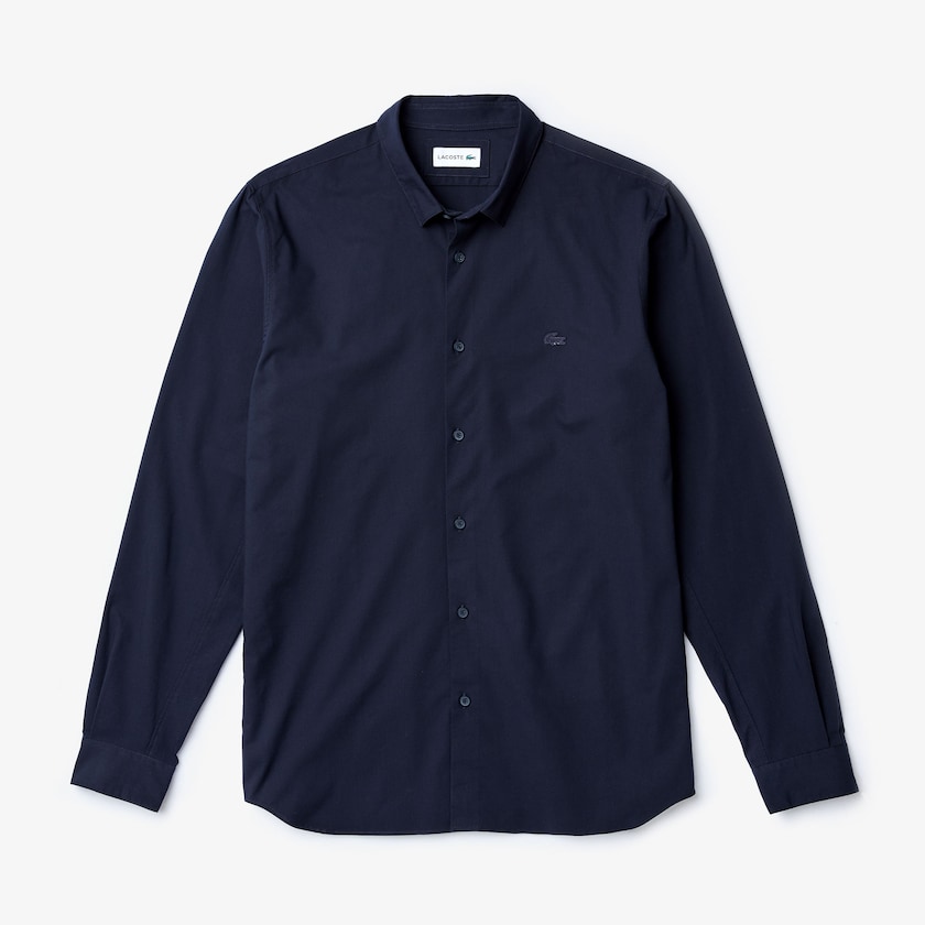 Men's Lacoste Navy Blue Shirts Motion Breathable Stretch Cotton WV3-61566S7