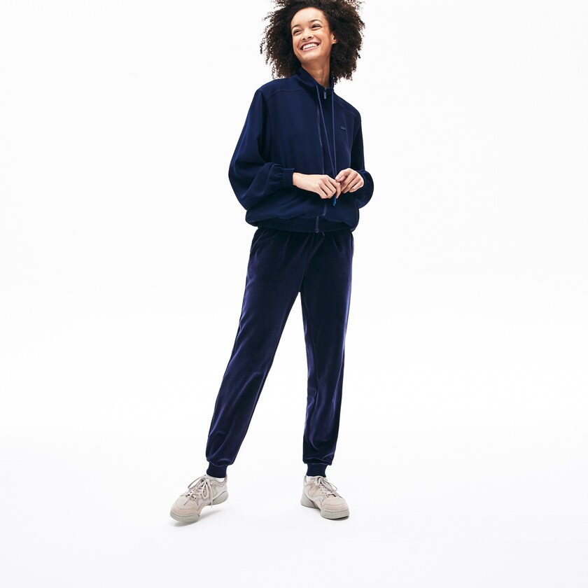 Women's Lacoste Navy Blue Jackets Motion Oversized Twill Zippered UG0-52745H4