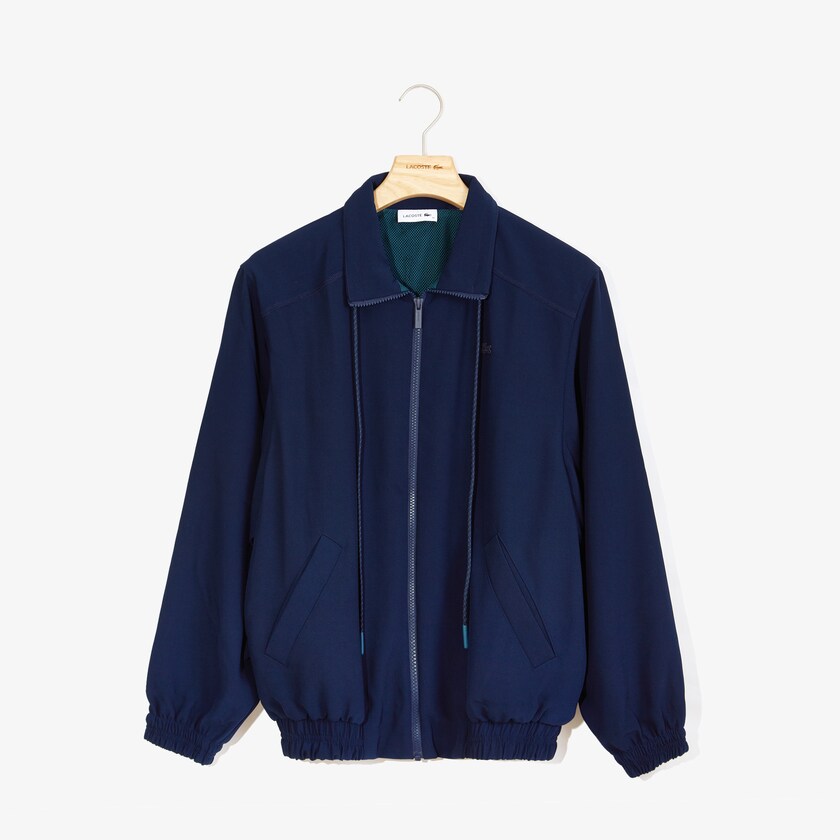 Women's Lacoste Navy Blue Jackets Motion Oversized Twill Zippered UG0-52745H4