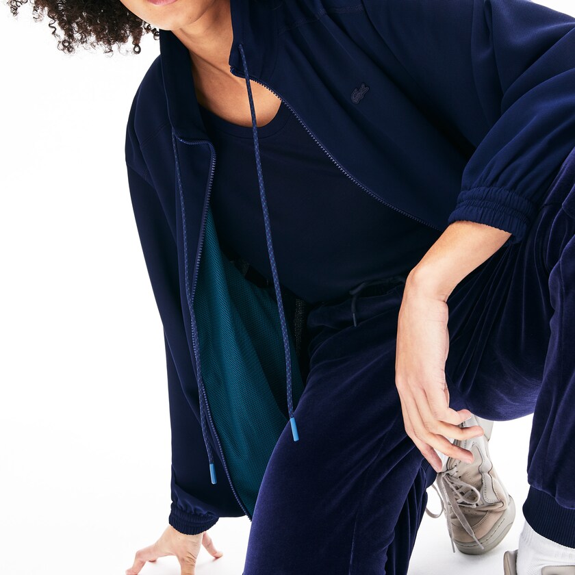 Women's Lacoste Navy Blue Jackets Motion Oversized Twill Zippered UG0-52745H4
