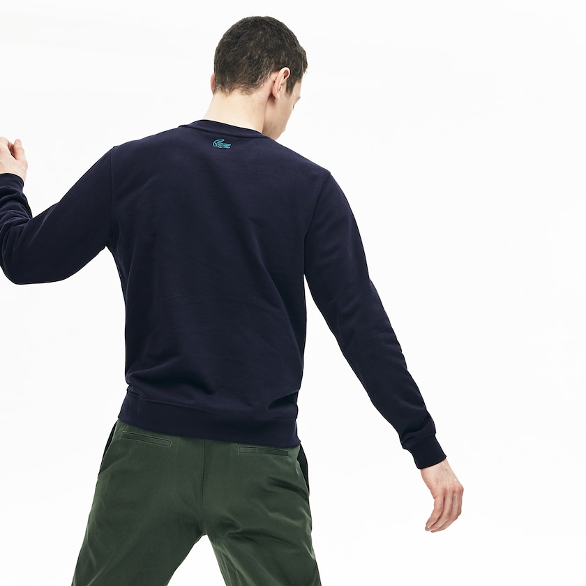 Men's Lacoste Navy Blue Sweatshirts Motion Regular Fit Crew Neck Cotton BW1-16251C7