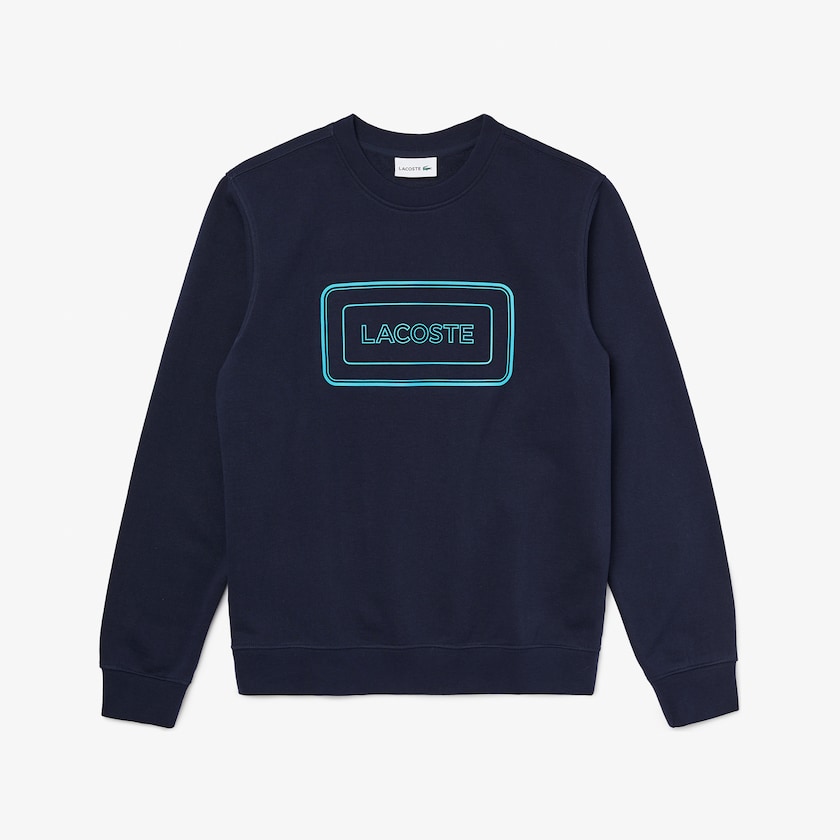 Men's Lacoste Navy Blue Sweatshirts Motion Regular Fit Crew Neck Cotton BW1-16251C7