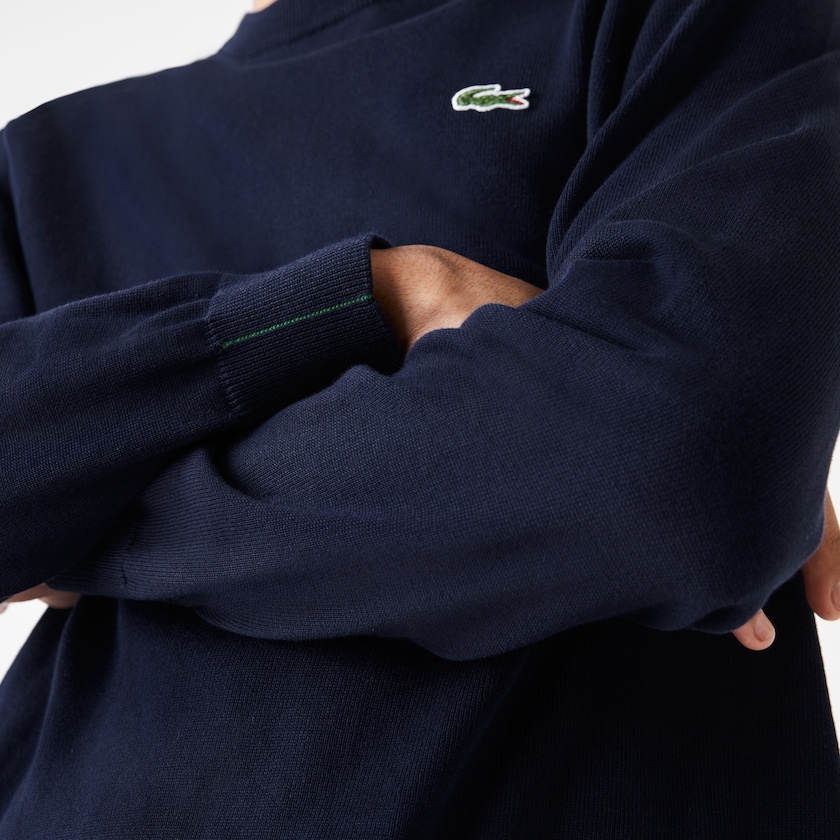 Men's Lacoste Navy Blue Sweaters Organic Cotton Crew Neck HP5-79057X3