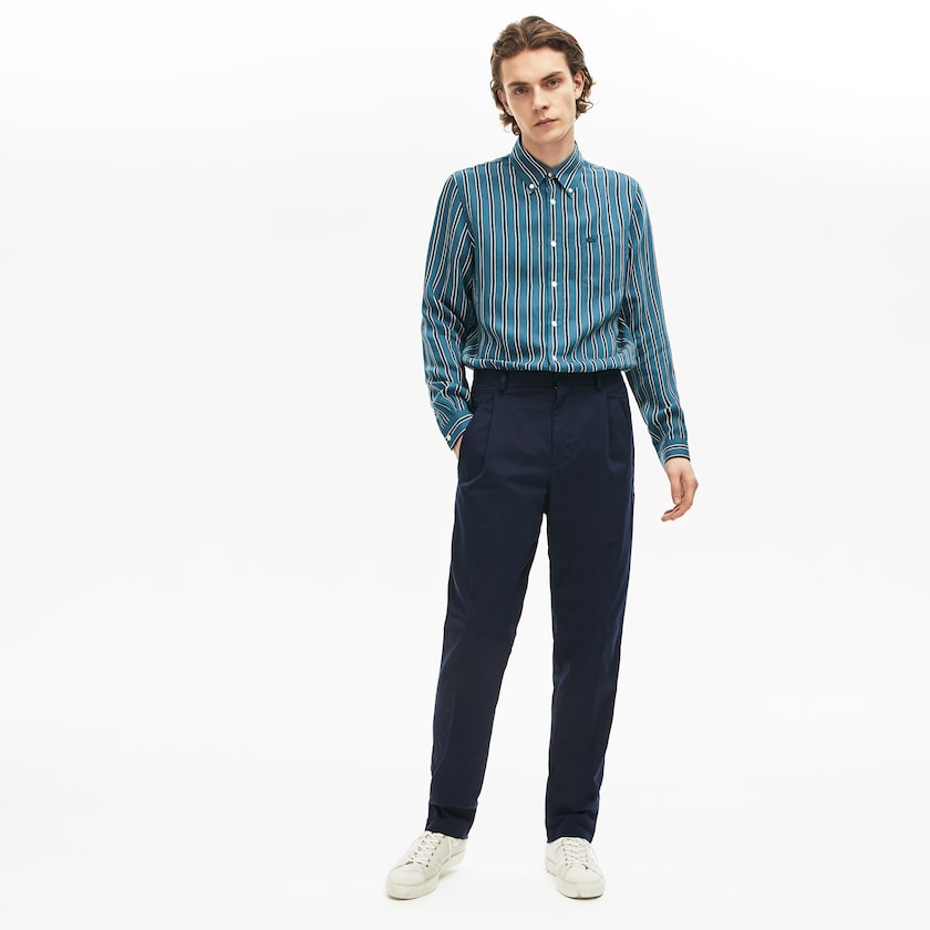 Men's Lacoste Navy Blue Chinos Pleat-Front Twill NK2-31663S6