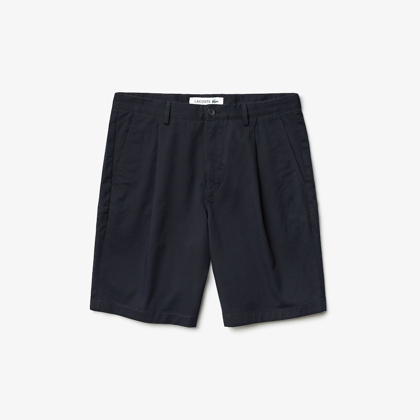 Men's Lacoste Navy Blue Shorts Pleated Stretch Bermuda PH2-41054B1