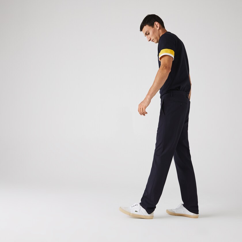 Men's Lacoste Navy Blue Pants Pleated Stretch Chino GH5-10451X5
