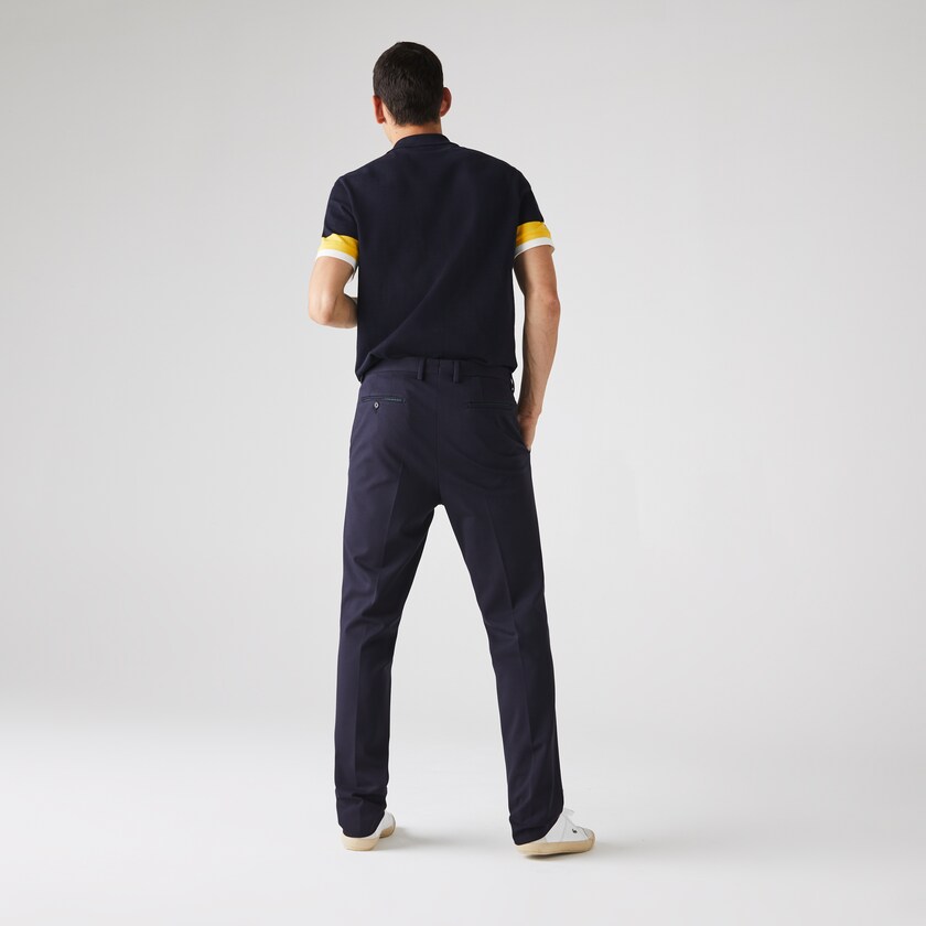Men's Lacoste Navy Blue Pants Pleated Stretch Chino GH5-10451X5