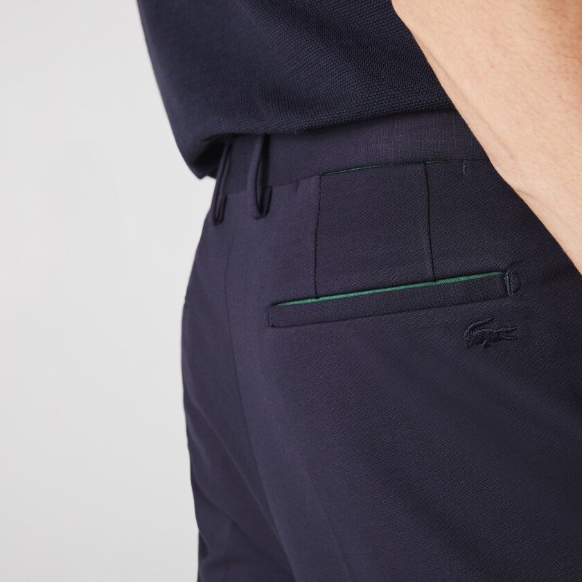 Men's Lacoste Navy Blue Pants Pleated Stretch Chino GH5-10451X5