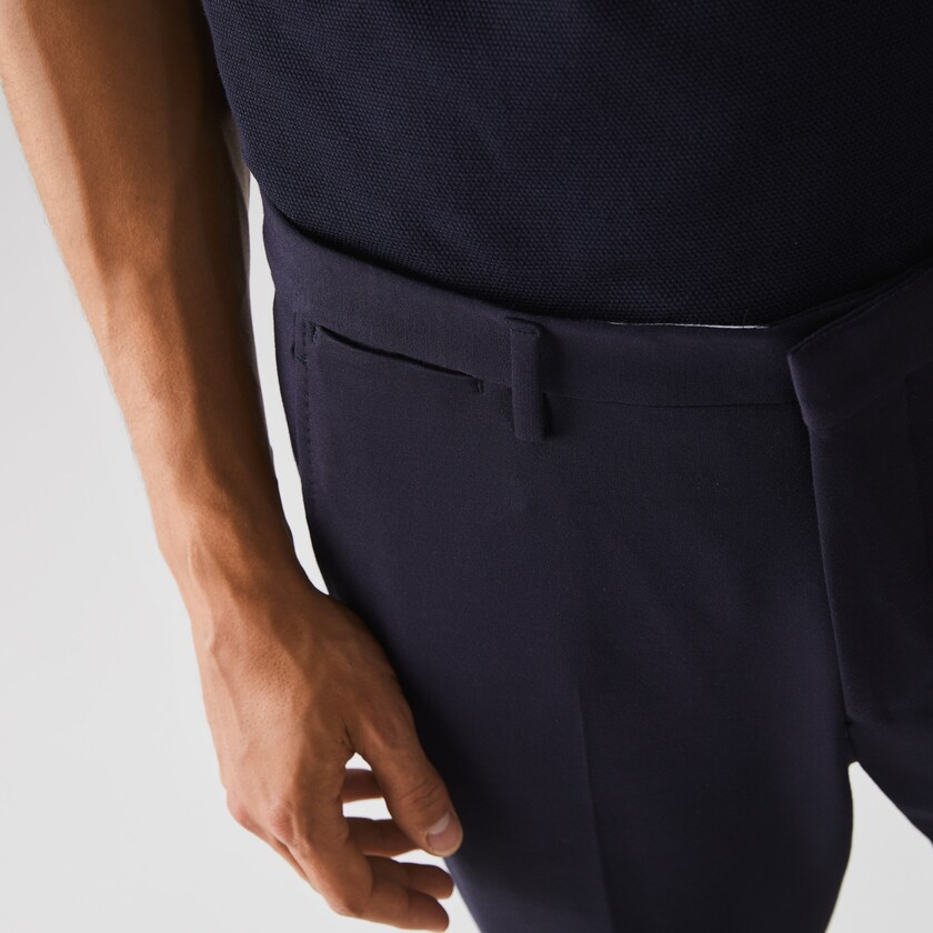 Men's Lacoste Navy Blue Pants Pleated Stretch Chino GH5-10451X5