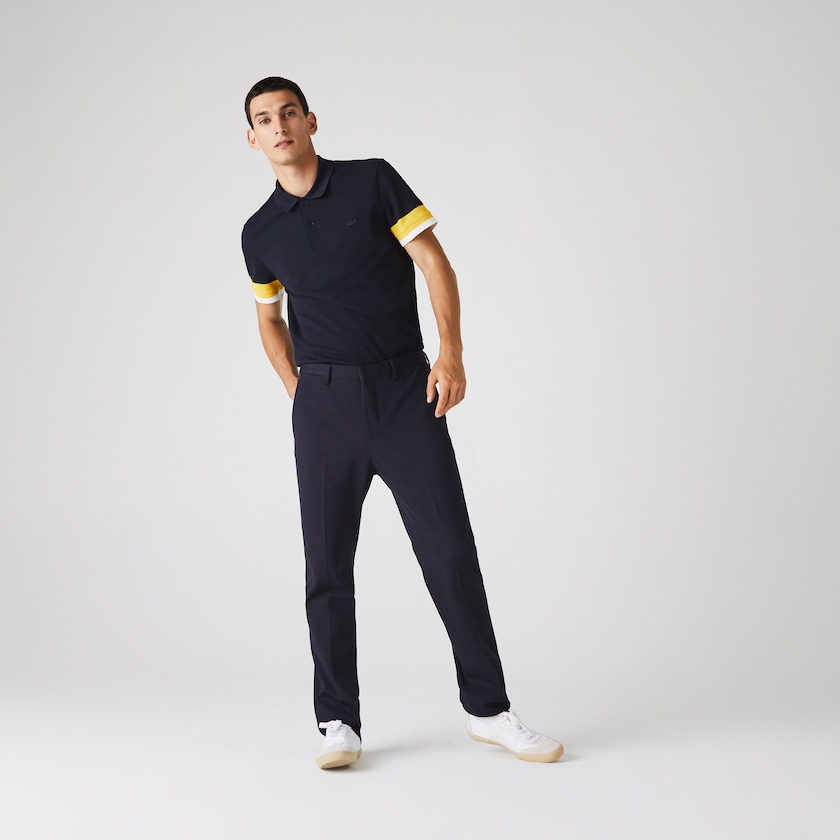 Men's Lacoste Navy Blue Pants Pleated Stretch Chino GH5-10451X5