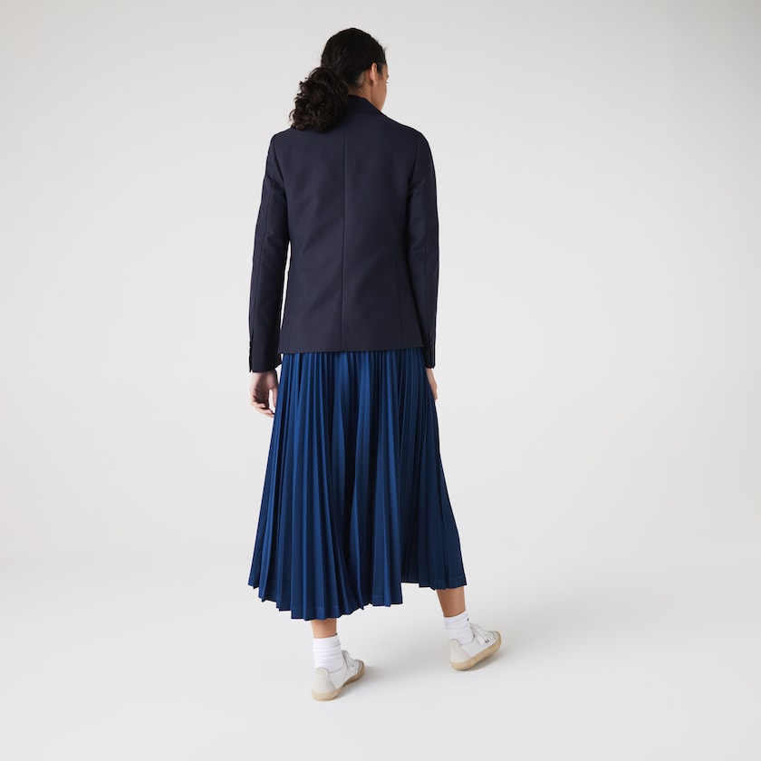 Women's Lacoste Navy Blue Blazers Pocketed Cotton And Wool Straight Fit TR0-99579A7