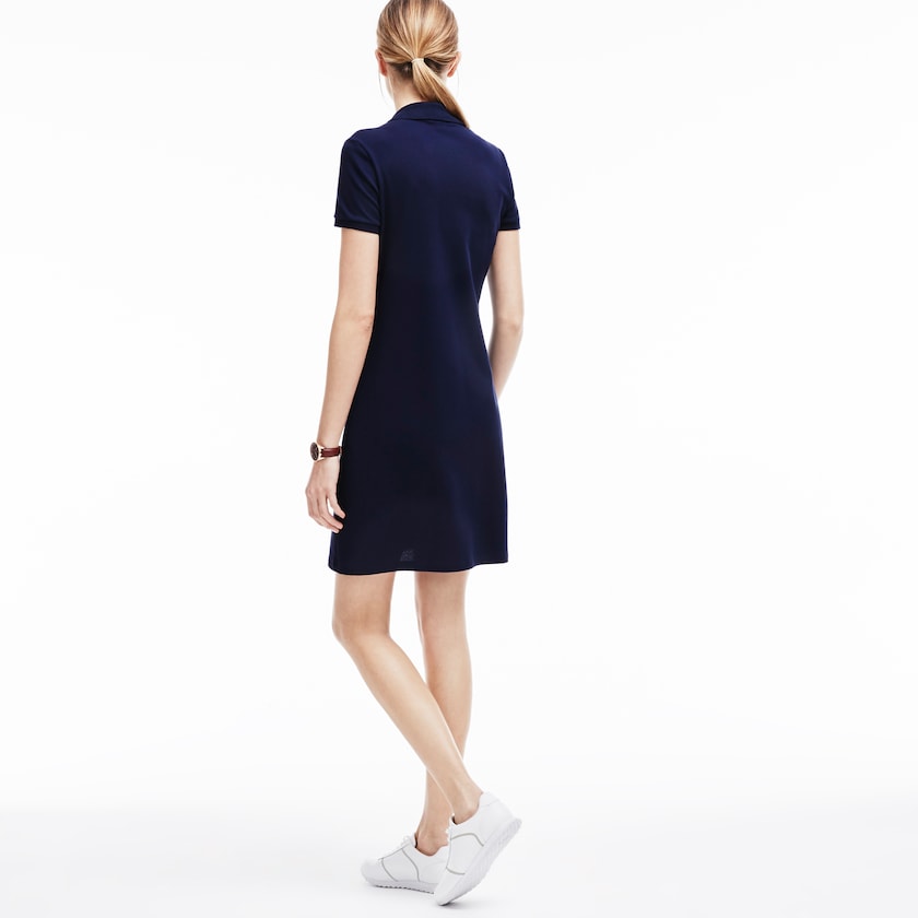 Women's Lacoste Navy Blue Dress Polo in stretch mini piqué OO3-43744Y1