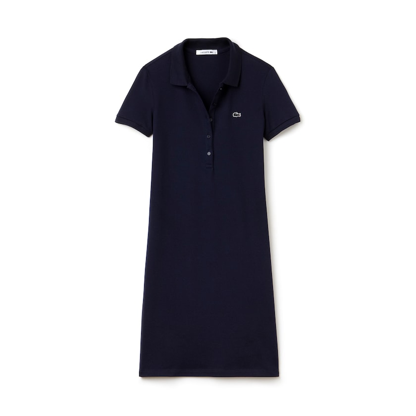 Women's Lacoste Navy Blue Dress Polo in stretch mini piqué OO3-43744Y1