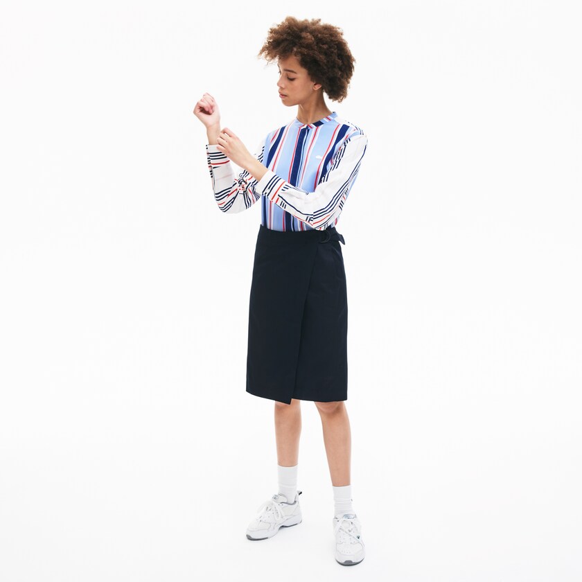 Women's Lacoste Navy Blue Skirts Premium Cotton Canvas Wrapped ZV9-04570G2