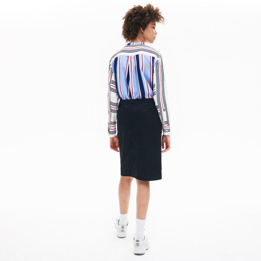 Women's Lacoste Navy Blue Skirts Premium Cotton Canvas Wrapped ZV9-04570G2