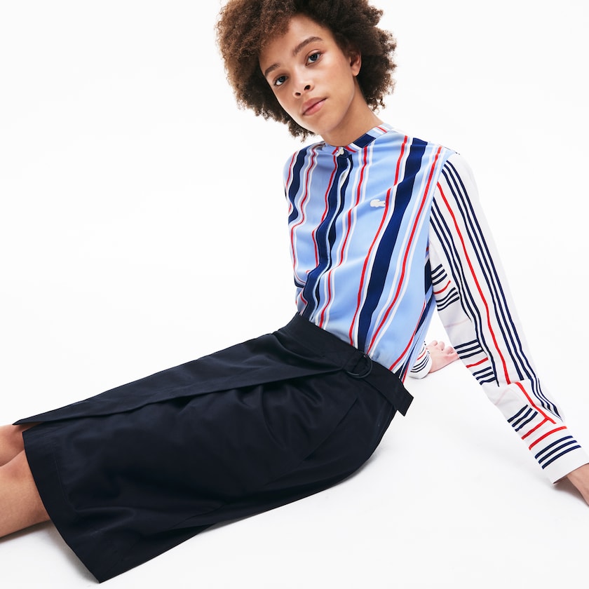 Women's Lacoste Navy Blue Skirts Premium Cotton Canvas Wrapped ZV9-04570G2