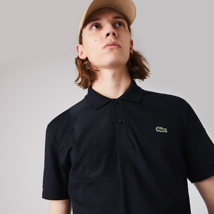 Men's Lacoste Navy Blue Shirts Regular Fit Colourblock Stretch Piqué Polo ZU9-58095M8