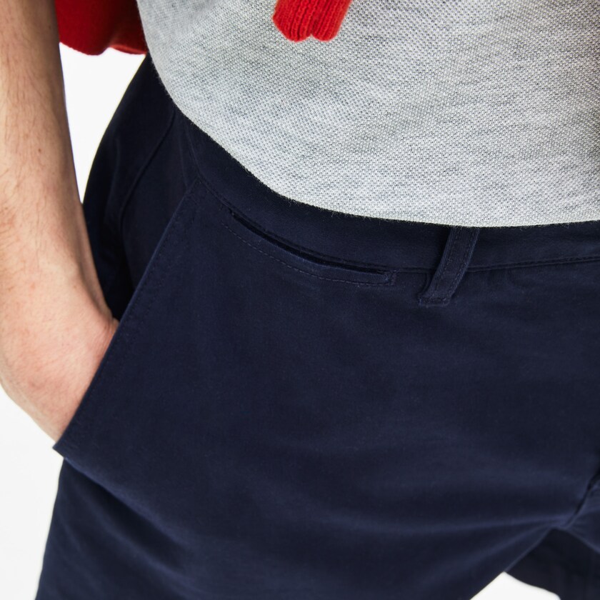 Men's Lacoste Navy Blue Shorts Regular Fit Cotton Gabardine Bermuda ZN6-24392W9