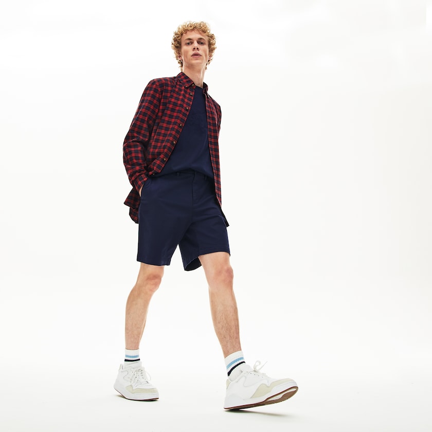 Men's Lacoste Navy Blue Shorts Regular Fit Cotton Gabardine Bermuda ZN6-24392W9