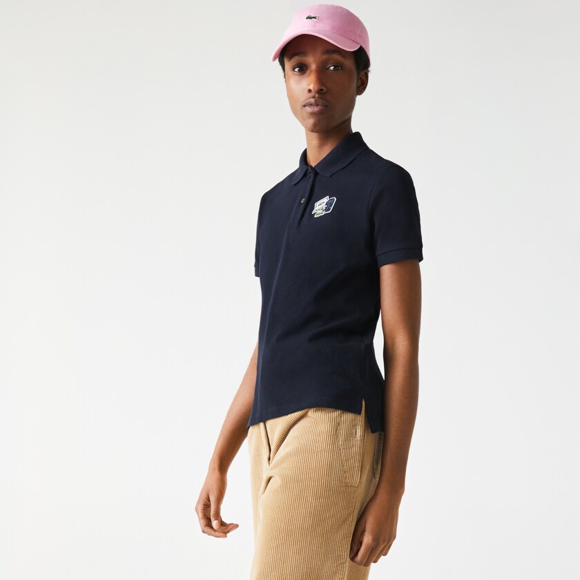 Women's Lacoste Navy Blue Polo Shirts Regular Fit Cotton Piqué RG7-68846U6