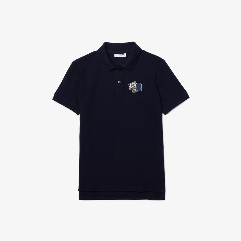 Women's Lacoste Navy Blue Polo Shirts Regular Fit Cotton Piqué RG7-68846U6