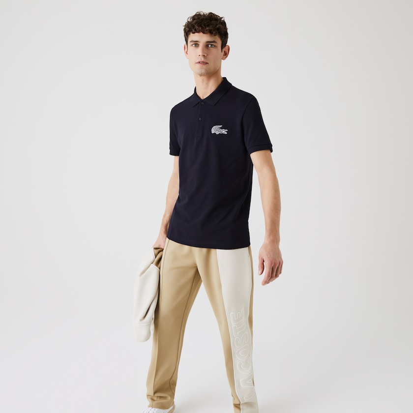 Men's Lacoste Navy Blue Shirts Regular Fit Crocodile Badge Cotton Piqué Polo GL3-81068K3